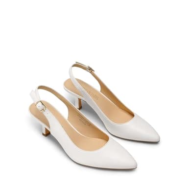 DREAM PAIRS Women's Kitten Heel Slingback Pointed Closed Toe Low Stiletto Heels Dress Bridal Elegant Wedding Pumps Shoes,Size 9.5,White-Pu,SDPU2444W - Image 4