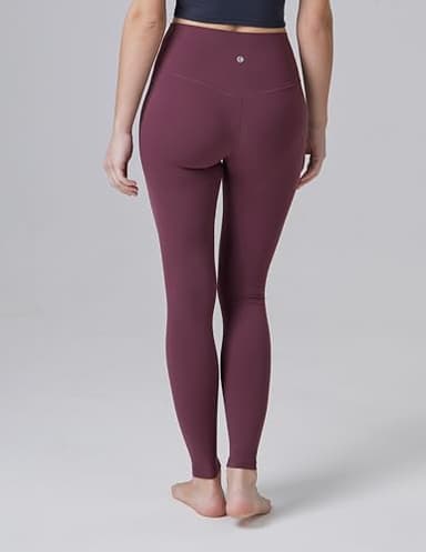 Colorfulkoala Dreamlux No Front Seam Leggings for Women 28" Inseam, High Waisted Buttery Soft Full Length Yoga Pants (L, Plum Red) - Image 2