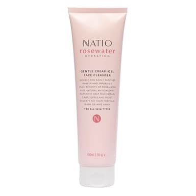 Natio Australia Rosewater Hydration Gentle Cream-Gel Face Cleanser, 3.3 oz - Facial Cleanser with Rosewater - Travel Size Face Wash for All Skin Types - Image 1