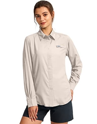 Womens Sun Protection Fishing Shirt with Zipper Pockets Lightweight SPF Long Sleeve Shirts for Hiking Safari - Image 6