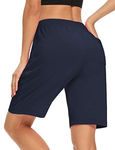 DIBAOLONG Womens Yoga Shorts Loose Comfy Drawstring Lounge Bermuda Shorts with 3 Pockets Navy 2XL - Image 5