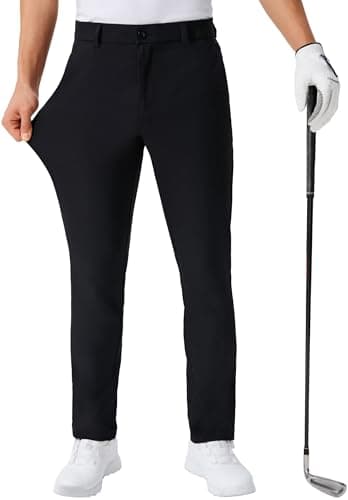 QPNGRP Men's Golf Pants 30"/32"/34" Inseam Lightweight Stretch Work Dress Pants Black 33Wx30L - Image 1