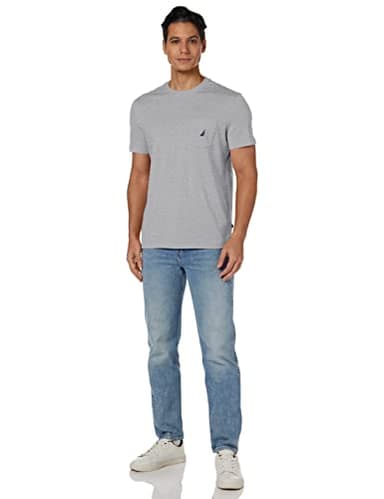 Nautica Men's Big & Tall Solid Crew Neck Short-Sleeve Pocket T-Shirt, Grey Heather, 3X Big - Image 8
