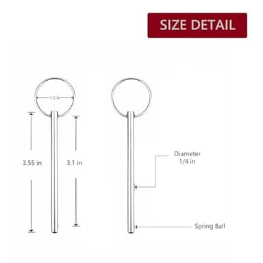 Thorn Ring - Grip Quick - Release Pins - 316 Stainless Steel Bimini Top Pin,1/4 inch Diameter,Overall Length 3.55 inch, Usable Length 3.1 inch,Boat Marine Hardware Ball Pin - Image 3