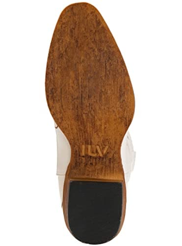 IUV Cowboy Boots For Women Mid Calf Cowgirl Boots Embroidered Pull-On Tabs Snip Toe Boot - Image 6