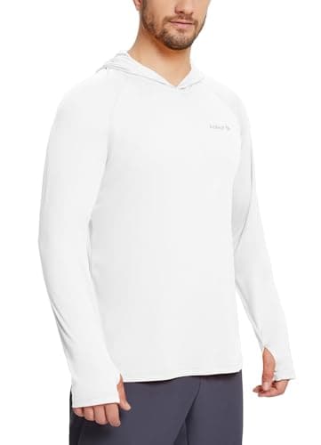 baleaf Men's UV SPF Hoodie Shirt UPF 50+ Sun Protection Long Sleeve T-Shirts Rash Guard Fishing Swimming Lightweight White Size XXXL - Image 6
