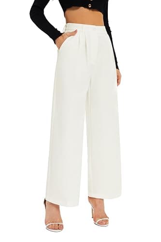 FUNYYZO Women's Wide Leg Pants High Elastic Waisted in The Back Business Work Trousers Long Straight Suit Pants - Image 4