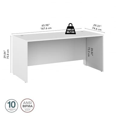 Bush Business Furniture Studio C 66W x 30D Office Desk in White - Image 3