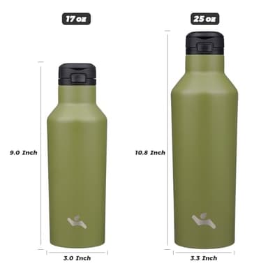 Insulated Water Bottle with Straw,17 OZ Double Wall Vacuum Stainless Steel Water Flask with 2 Lids,Forest Green - Image 5