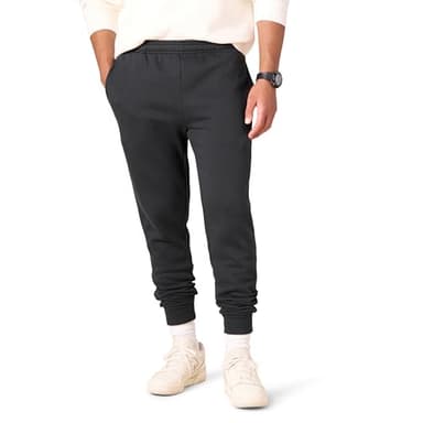 Amazon Essentials Men's Relaxed Joggers Sweatpants, Fleece, Comfortable Fit, Washed Black, X-Large - Image 1