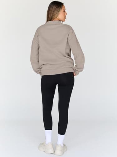 Trendy Queen Womens Oversized Sweatshirts Turtleneck Pullover Long Sleeve Hoodies Tops Fall Fashion Outfits 2025 Clothes CoffeeGrey M - Image 4