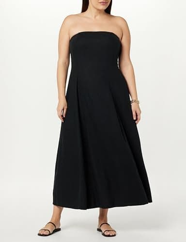 The Drop Women's Carlota Strapless Linen Maxi Dress, Black, M - Image 5