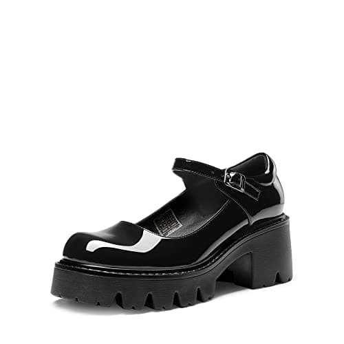 DREAM PAIRS Women's Mary Janes Shoes Platform Dress Low Heel Chunky Pumps Round Toe Ankle Strap Pumps Shoes Oxfords Esther,Size 9,Black,SDPU2346W-N - Image 1