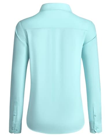 siliteelon Button Down Shirts for Women Wrinkle Free Dress Shirts Long Sleeve Shirts Formal Work Office Blouses Tops Mint Green Small - Image 2