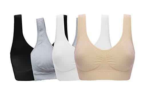 Women's Comfort Workout Sports Bra Low-Impact Activity Sleep Bras Pack of 4 XL - Image 1