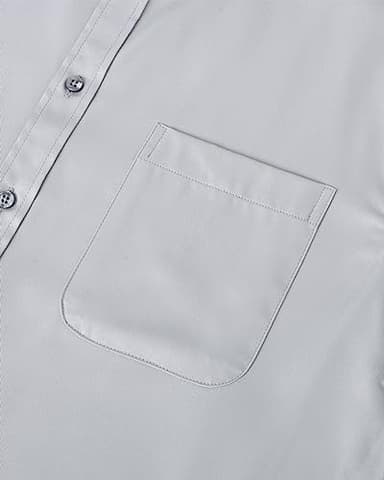 Alimens & Gentle Mens Short Sleeve Dress Shirts Wrinkle Free Solid Casual Button Down Shirts with Pocket, Light Grey, Small - Image 4