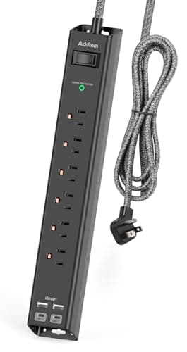 Surge Protector Power Strip - Extension Cord with Addtam 6 AC Outlets 4 USB (2 USB-C Ports), 1875W/15A, Flat Plug with Overload Surge Protection, Outlet Extender for Home Office Dorm Room Essentials - Image 1