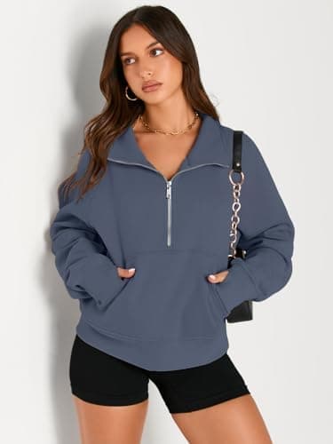 AUTOMET Womens Sweatshirts Half Zip Cropped Pullover Fleece Quarter Zipper Hoodies 2025 Fall Fashion Outfits Clothes - Image 5