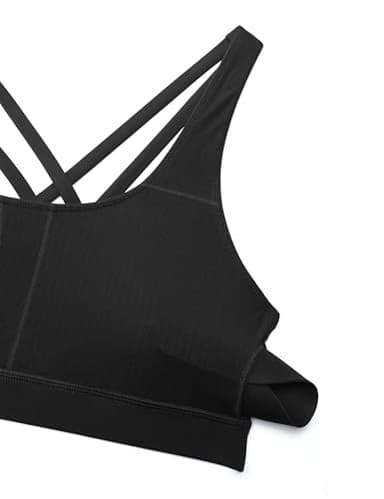 CRZ YOGA Women's Strappy Sports Bras Fitness Workout Padded Yoga Top Criss Cross Back Cami Black Medium - Image 6