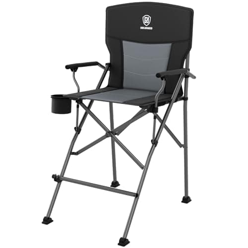 EVER ADVANCED Tall Directors Chair with Cup Holder 31", Bar Height Folding Chair for Camping, Sports with Carry Bag, Mesh Pockets and Footrest, Heavy Duty 300 lbs, Black - Image 1