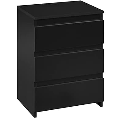 Yaheetech Nightstand with Drawer, 3 Drawers Bedside Table with Sturdy Base, Wood Bedside Cupboard Accent Table with Storage Space for Bedroom, Easy Assembly, Black - Image 1