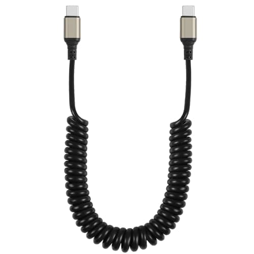 GELRHONR Coiled USB C to USB C Cable, Spring Spiral Type-C Charging Cord, 6A Fast Charging & Sync Data Compatible with A10e A20 A50 A51 A71 S20 S10 S9 S8 Plus S10E Note 20 10 9 (Max 1.5M/4.9Ft) - Image 1