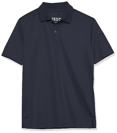 IZOD Big Boys School Uniform Performance Short Sleeve Solid Polo, Navy, 14-16 - Image 1
