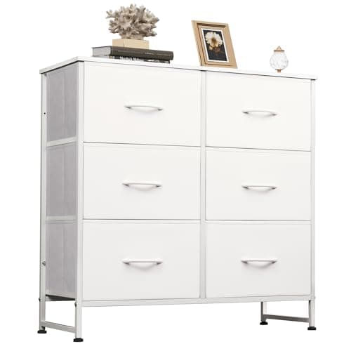WLIVE White Dresser for Bedroom, 6 Drawer Double Dresser, Fabric Storage Tower with Fabric Bins, Chest of Drawers for Closet, Living Room, Hallway - Image 1