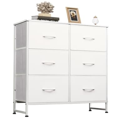 WLIVE White Dresser for Bedroom, 6 Drawer Double Dresser, Fabric Storage Tower with Fabric Bins, Chest of Drawers for Closet, Living Room, Hallway - Image 1