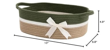 CHICVITA Small Storage Basket for Gifts Empty, Cute Decorative Basket for Living Room, Baby Gift Basket for Nursery, Rope Basket for Home Decor, 13 x 9.8 x 5 inches - Image 9