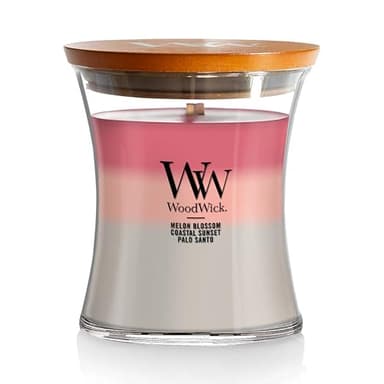 WoodWick Medium Hourglass Candle Shoreline Trilogy Scent 9.7oz Crackles as it burns Premium Soy Blend Perfect for gifting - Image 1