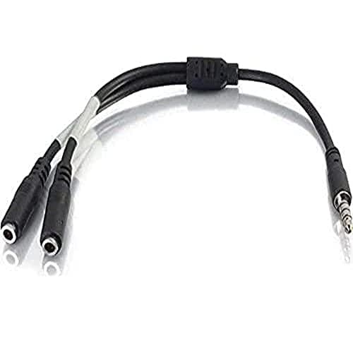 C2G Legrand 4-Pin 3.5MM Port Cable, Black Microphone Cable Y-Splitter, 6 Inch Splitter Y-Cable with Headset Splitter Adapter, 1 Count, C2G 27394 - Image 1
