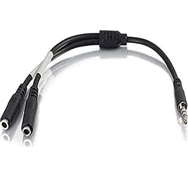 C2G Legrand 4-Pin 3.5MM Port Cable, Black Microphone Cable Y-Splitter, 6 Inch Splitter Y-Cable with Headset Splitter Adapter, 1 Count, C2G 27394 - Image 1