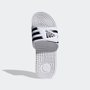 adidas Unisex Adissage Slides Sandal, White/Black/White, 9 US Men - Image 3