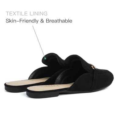 MUSSHOE Mules for Women Flats Comfortable Slip on Women Mules Backless Loafers,Black Suede 8.5 - Image 4