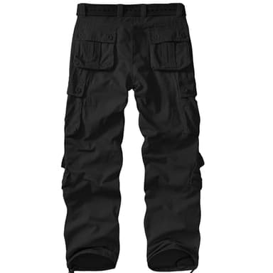 Men's BDU Casual Military Pants, Tactical Wild Army Combat ACU Rip Stop Camo Cargo Work Pants Trousers with 8 Pockets #7533 Black 30 - Image 2