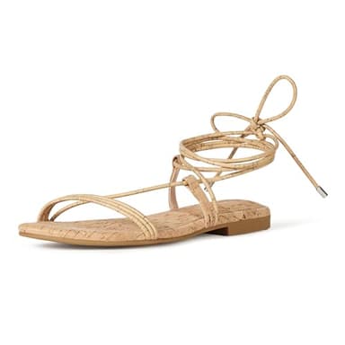 The Drop Women's Samantha Flat Strappy Lace-up Sandal, Cork, 12 - Image 1
