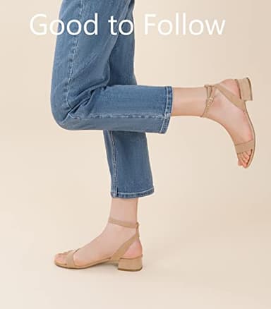 Ankis Nude White Black Women Sandals Gold Silver Comfortable Strappy Open Toe Sandals for Women Dressy Summer 1 Inch Low Block Clear Pink Taupe Heel Flat Adjustable Ankle Strap Wide Available Shoes - Image 5