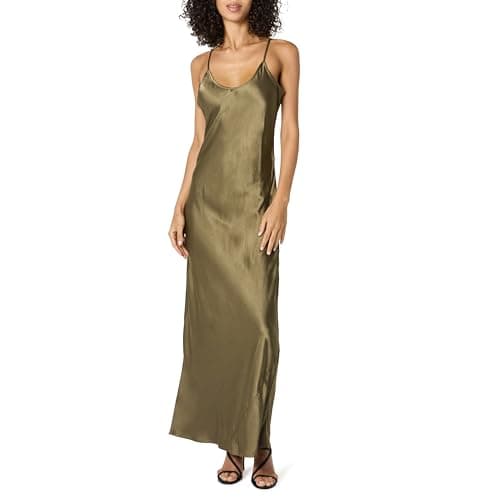 The Drop Women’s Lana Maxi Slip Dress, Bronze Olive, S - Image 1