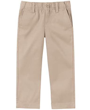 IZOD boys School Uniform Flat Front Twill Pants, Khaki Pull-on, 2T US - Image 1