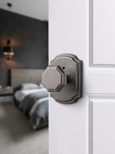 SORWDUERM 1 Pack Weathered Nickel Octagonal Interior Privacy Door Knobs Antique Nickel Keyless Door Handles for Bathroom Bedroom - Image 4