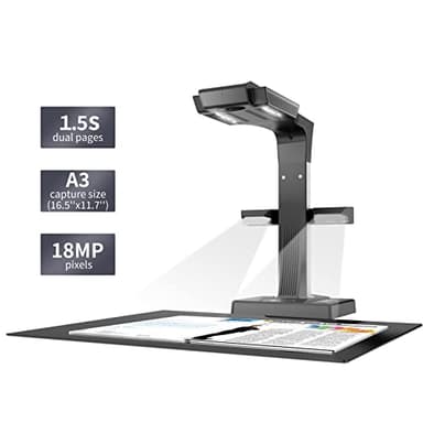 CZUR ET18 Pro Professional Document Scanner, 2nd Gen Auto-Flatten & Deskew Tech, 18MP HD Camera, Capture A3, 186 Languages OCR, Convert to PDF/Searchable PDF/Word/Tiff/Excel, Run On Windows & MacOS - Image 2