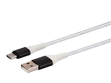 Monoprice USB 2.0 Type-C to Type-A Charge & Sync Cable - Kevlar/Nylon-Braid, 3 Feet, White - AtlasFlex Series - Image 2