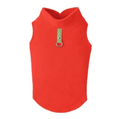 Gooby Fleece Vest Dog Sweater - Pumpkin, Small - Warm Pullover Fleece Dog Jacket with O-Ring Leash for Small to Medium Dogs - Image 1