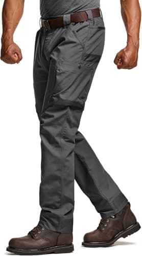CQR Men's Quick Dry Work Pants, Water Resistant Outdoor Tactical Pants, Lightweight Stretch Cargo Hiking Pants, Frontline Charcoal, 38W x 30L - Image 1