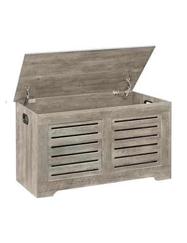 DINZI LVJ Storage Chest, Flip-Top Wooden Toy Box with 2 Safety Hinges, Retro Entryway Shoe Bench, Sturdy Large Storage Trunk for Living Room, Bedroom, Toddler Room, Easy Assembly, Grey Wash - Image 1