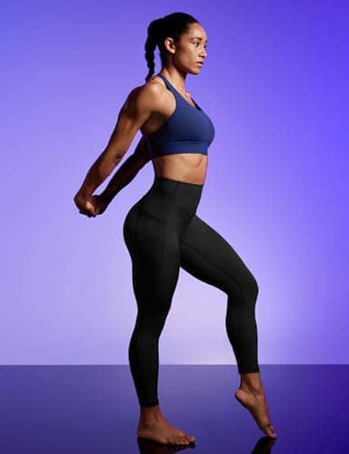 IUGA Compression Leggings with Pockets for Women Tummy Control Leggings No Front Seam Workout High Waist Yoga Pants, Black - Image 5