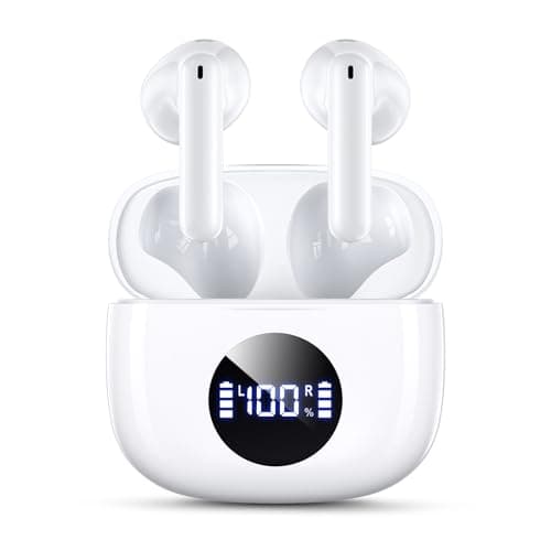 HIYDOO Wireless Earbuds, Bluetooth 5.3 Headphones with Charging Case, Lightweight in-Ear Stereo Earphones with Mic for Android/iOS Cellphone, Waterproof Cordless Earphones for Sports-Ivory White - Image 1