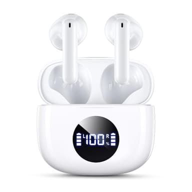HIYDOO Wireless Earbuds, Bluetooth 5.3 Headphones with Charging Case, Lightweight in-Ear Stereo Earphones with Mic for Android/iOS Cellphone, Waterproof Cordless Earphones for Sports-Ivory White - Image 1