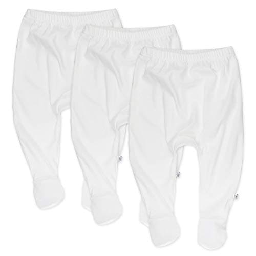 HonestBaby unisex baby 3-pack Organic Cotton Footed Harem Pants, Bright White, 0-3 Months US - Image 1
